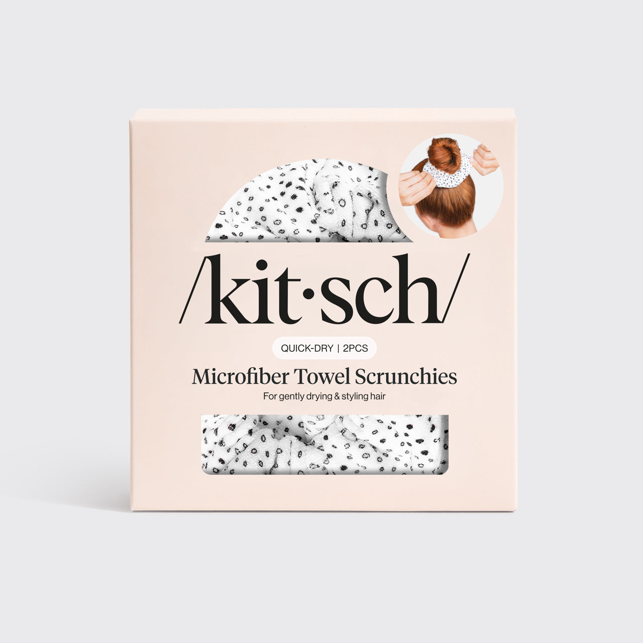 Micro Dot Microfiber Quick-Dry Towel Scrunchies 2pc Set - Image 4