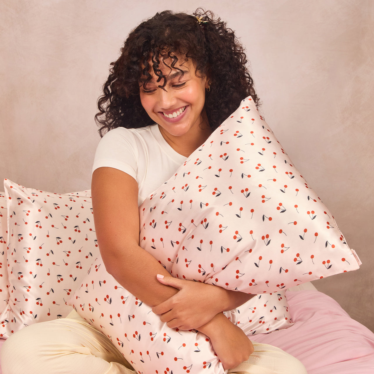 Satin Pillowcase in Cherry Print 2 Pack - Image 3