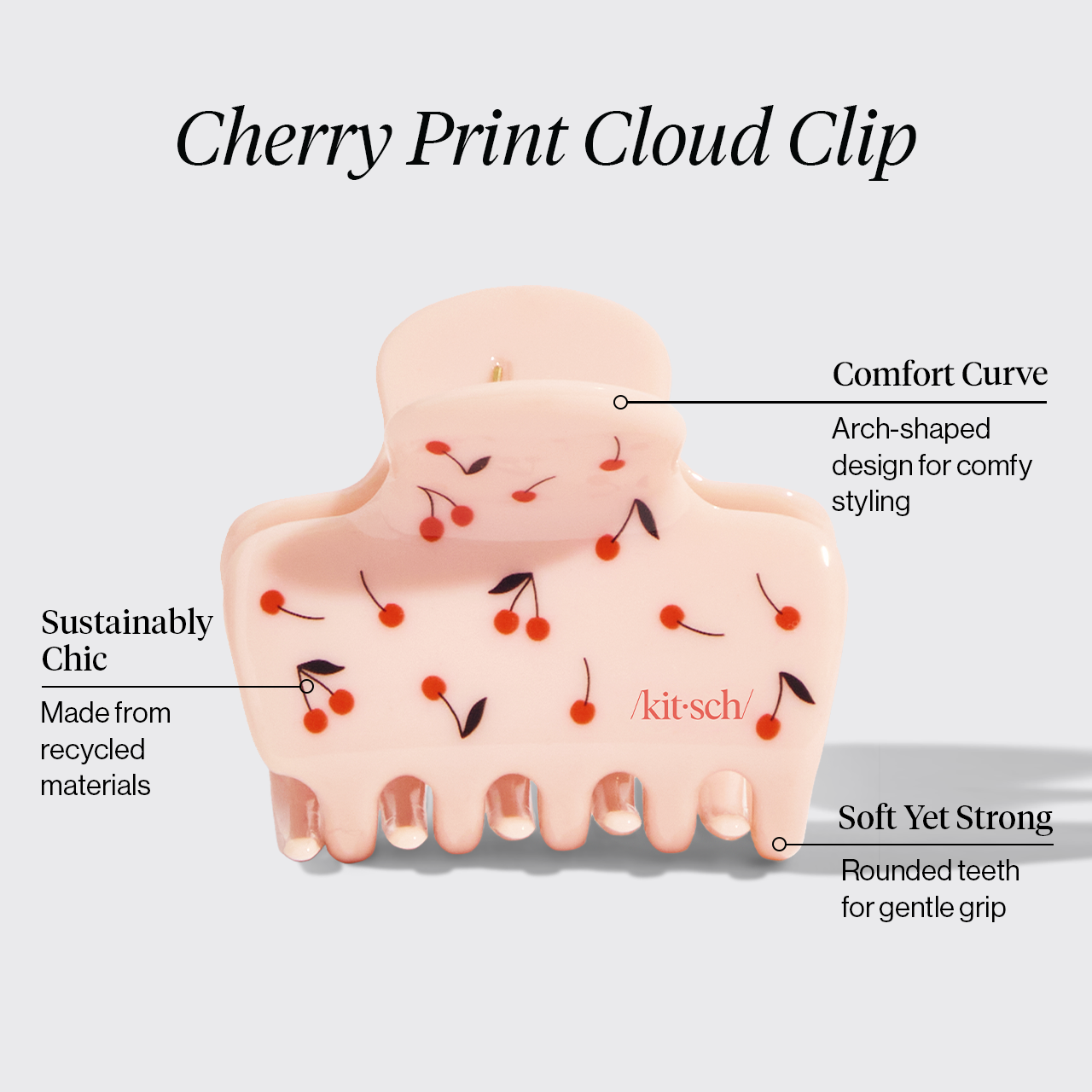 Cherry Print Cloud Claw Clip - Medium - Image 3