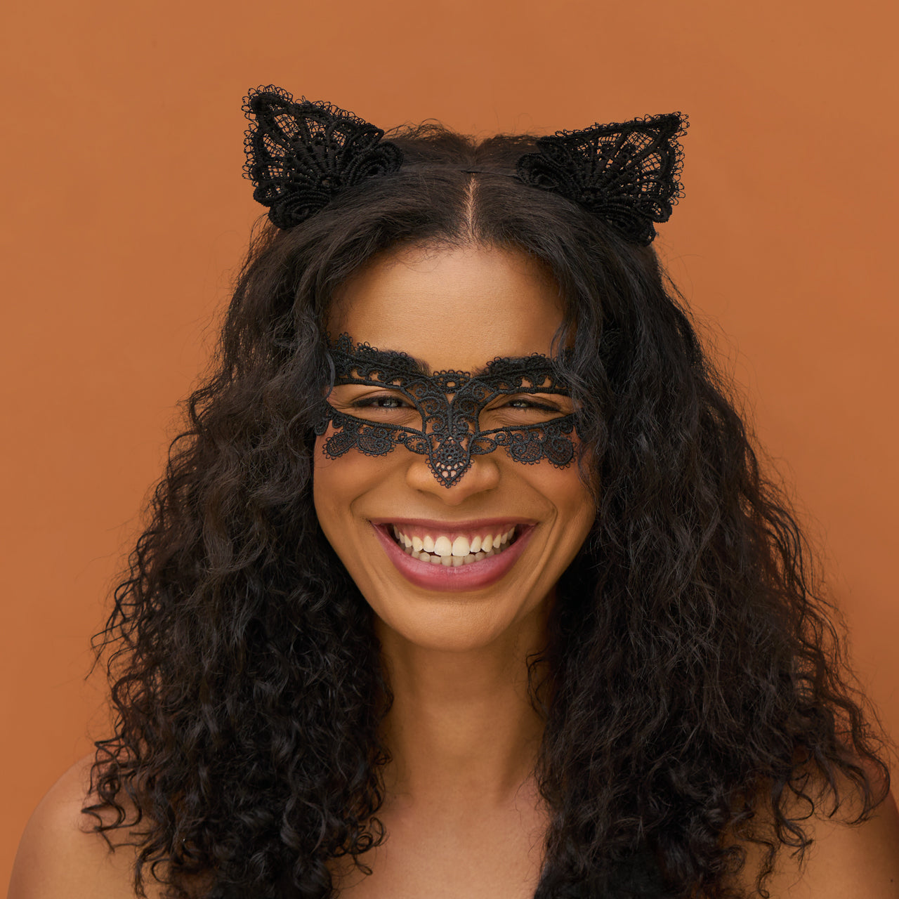 Black Cat Lace Headband & Mask - Image 2