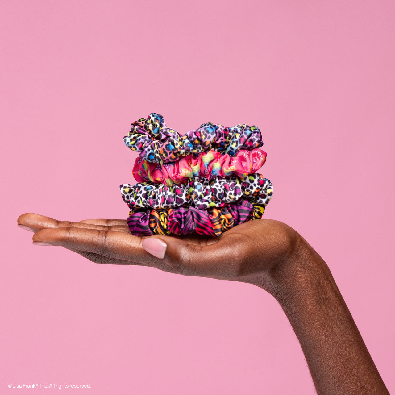 Lisa Frank x Kitsch Ruched Satin Scrunchies in Rainbow Leopard - Image 2