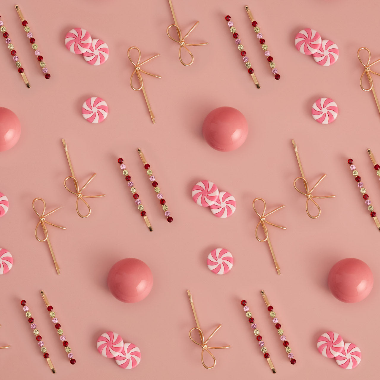 Red. Pink. & Green Gemstone and Bow Bobby Pins - Image 4
