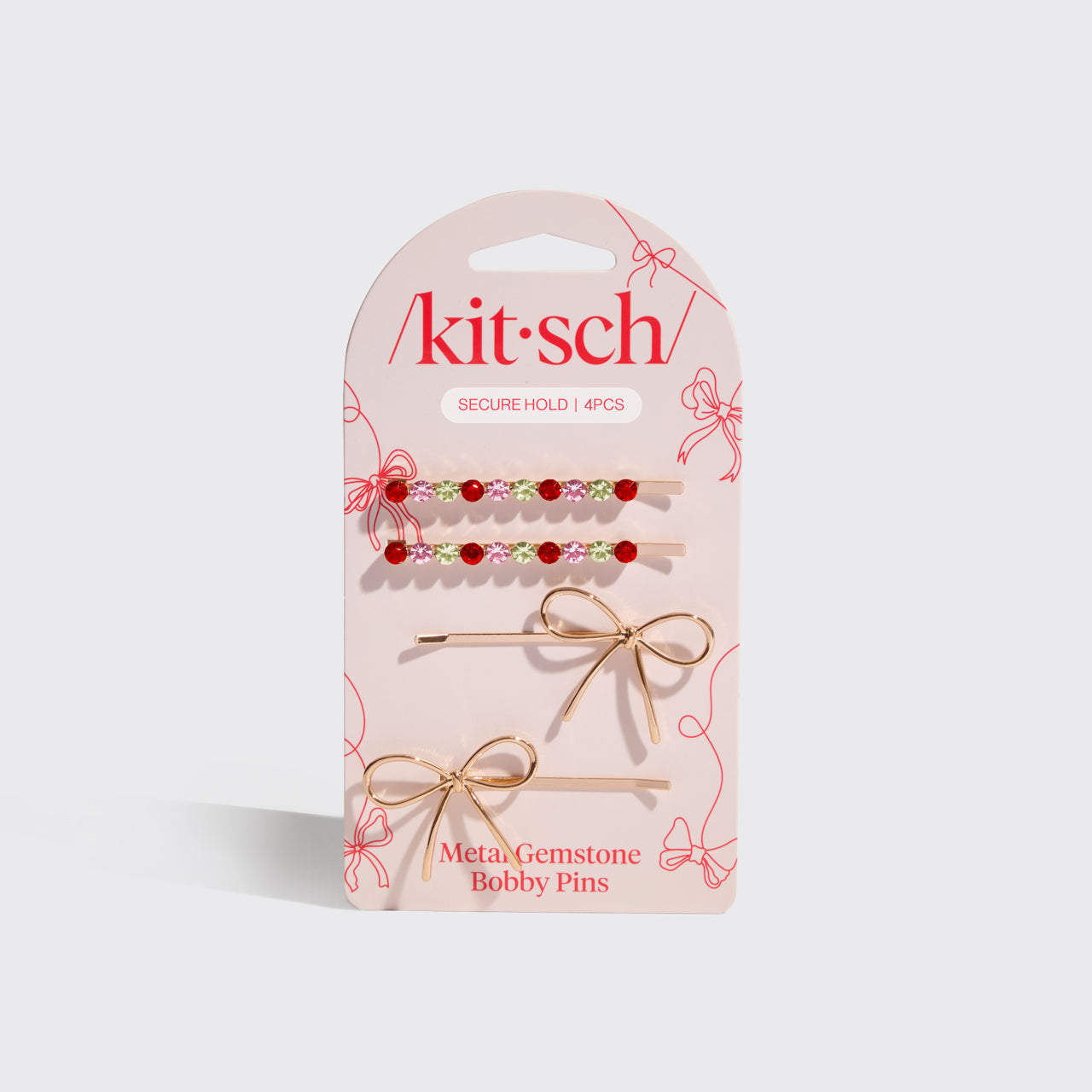 Red. Pink. & Green Gemstone and Bow Bobby Pins - Image 3