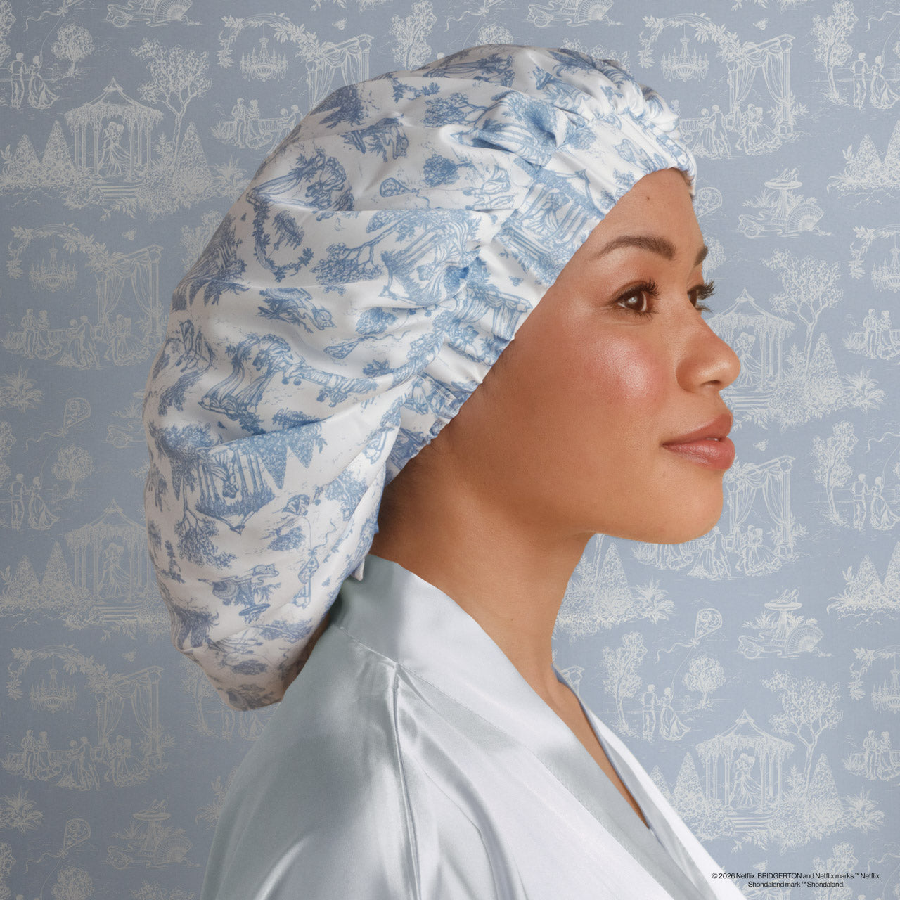 Bridgerton x Kitsch Breathable Satin Bonnet in Garden Toile - Image 2