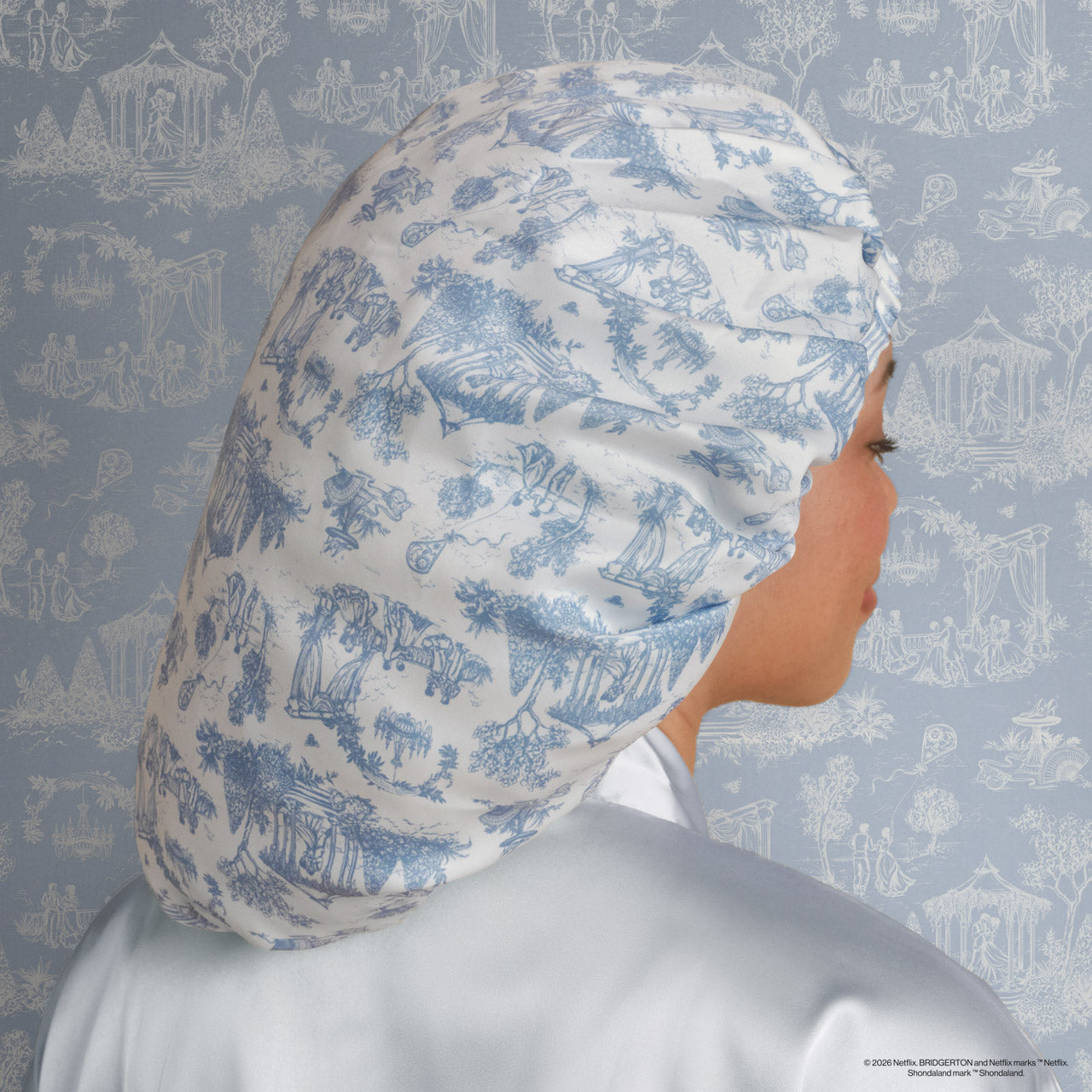 Bridgerton x Kitsch Breathable Satin Bonnet in Garden Toile - Image 4