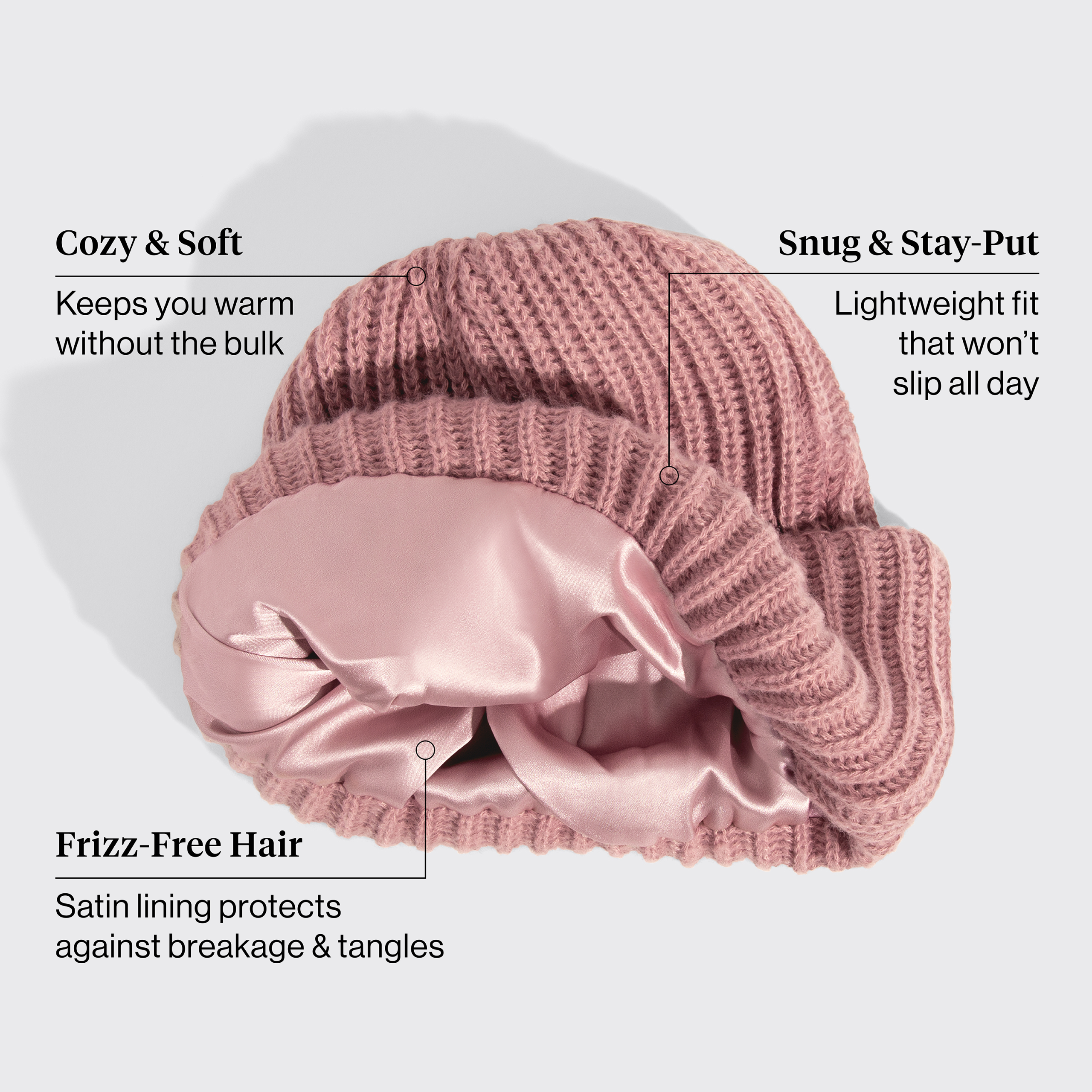 Glazey™ Satin-Lined Beanie in Blush - Image 2