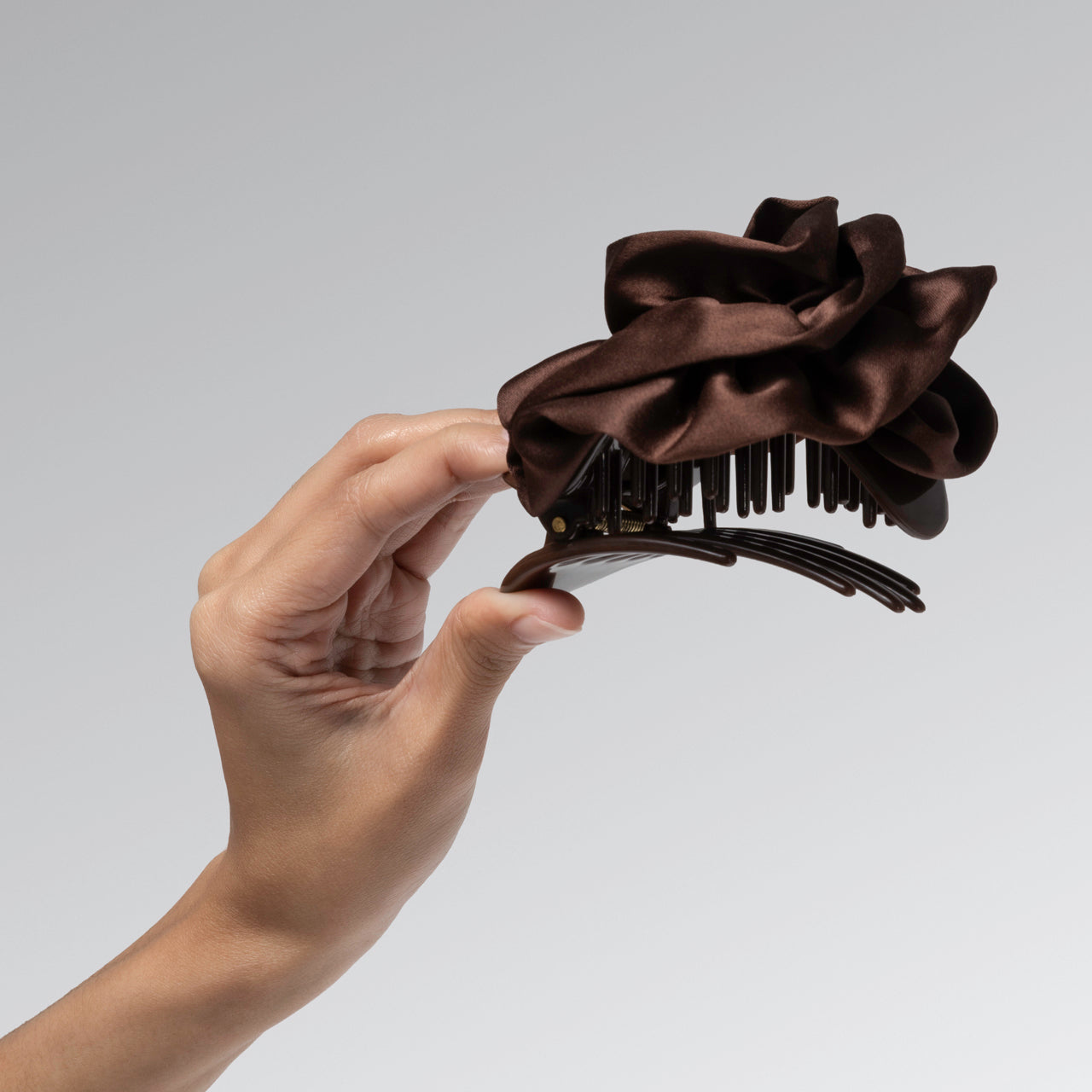 Satin Rosette Medium Flat Cloud Clip - Chocolate - Image 5