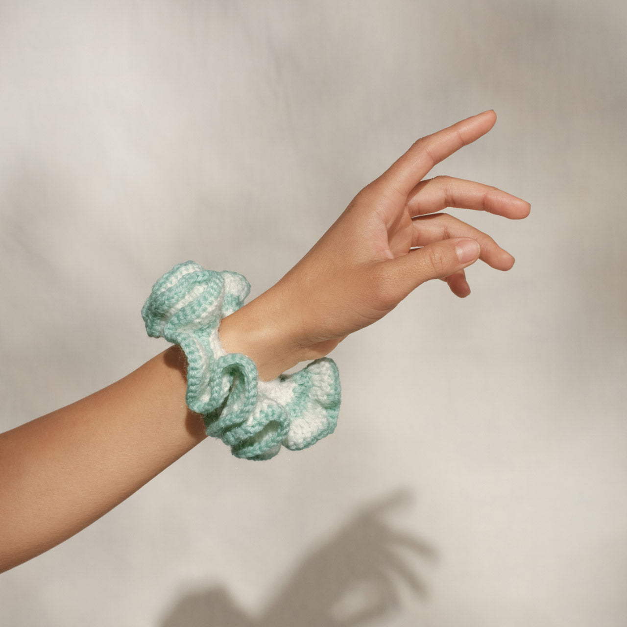 Seafoam Blue Crochet Scrunchie - Image 4