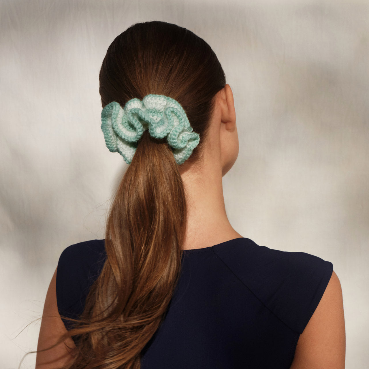 Seafoam Blue Crochet Scrunchie - Image 2