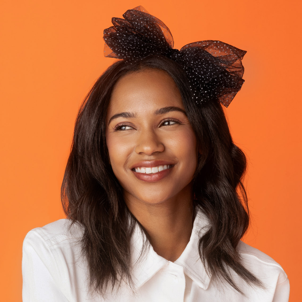 Black Glitter Tulle Headband - Image 2