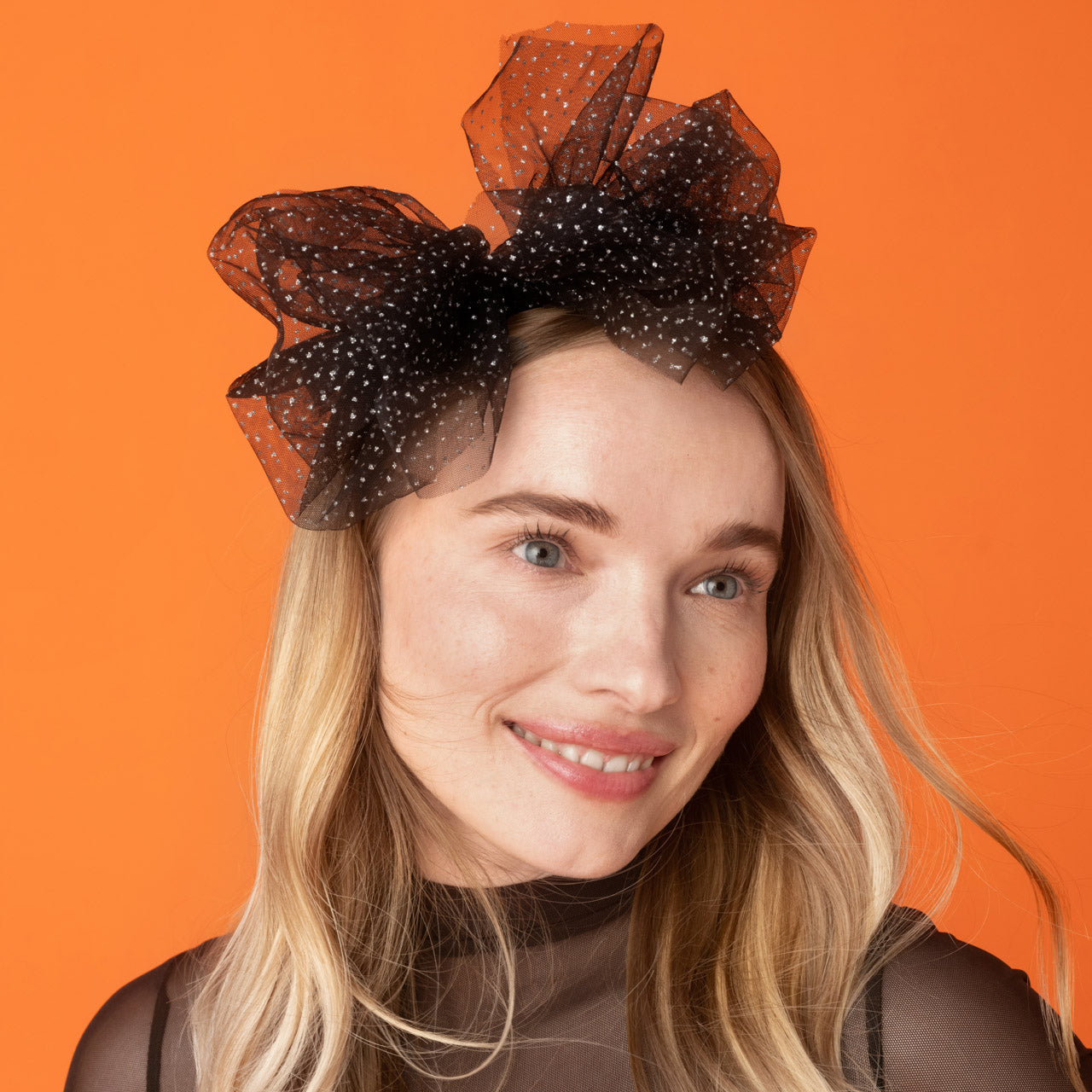 Black Glitter Tulle Headband - Image 3