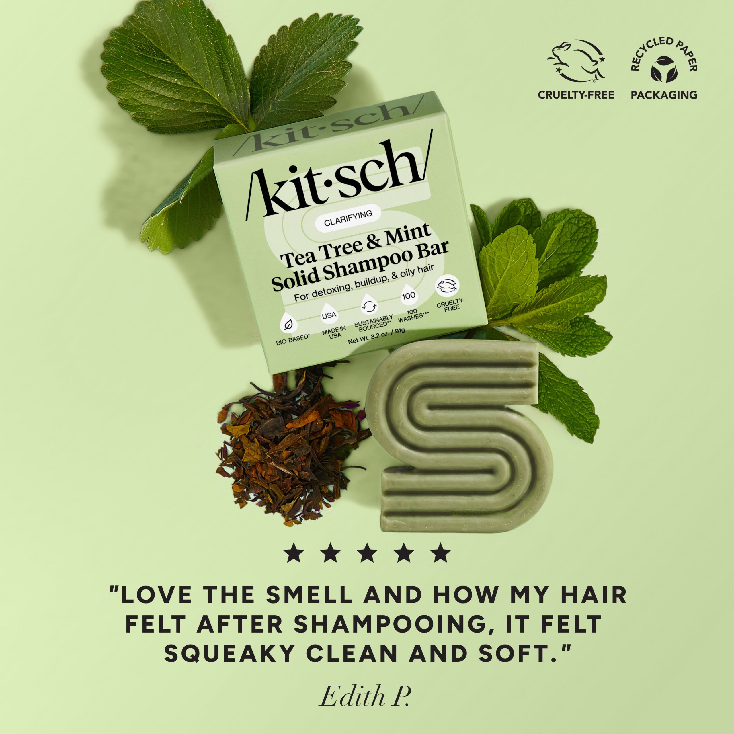 Tea Tree & Mint Clarifying Shampoo & Conditioner Bar Combo - Image 2