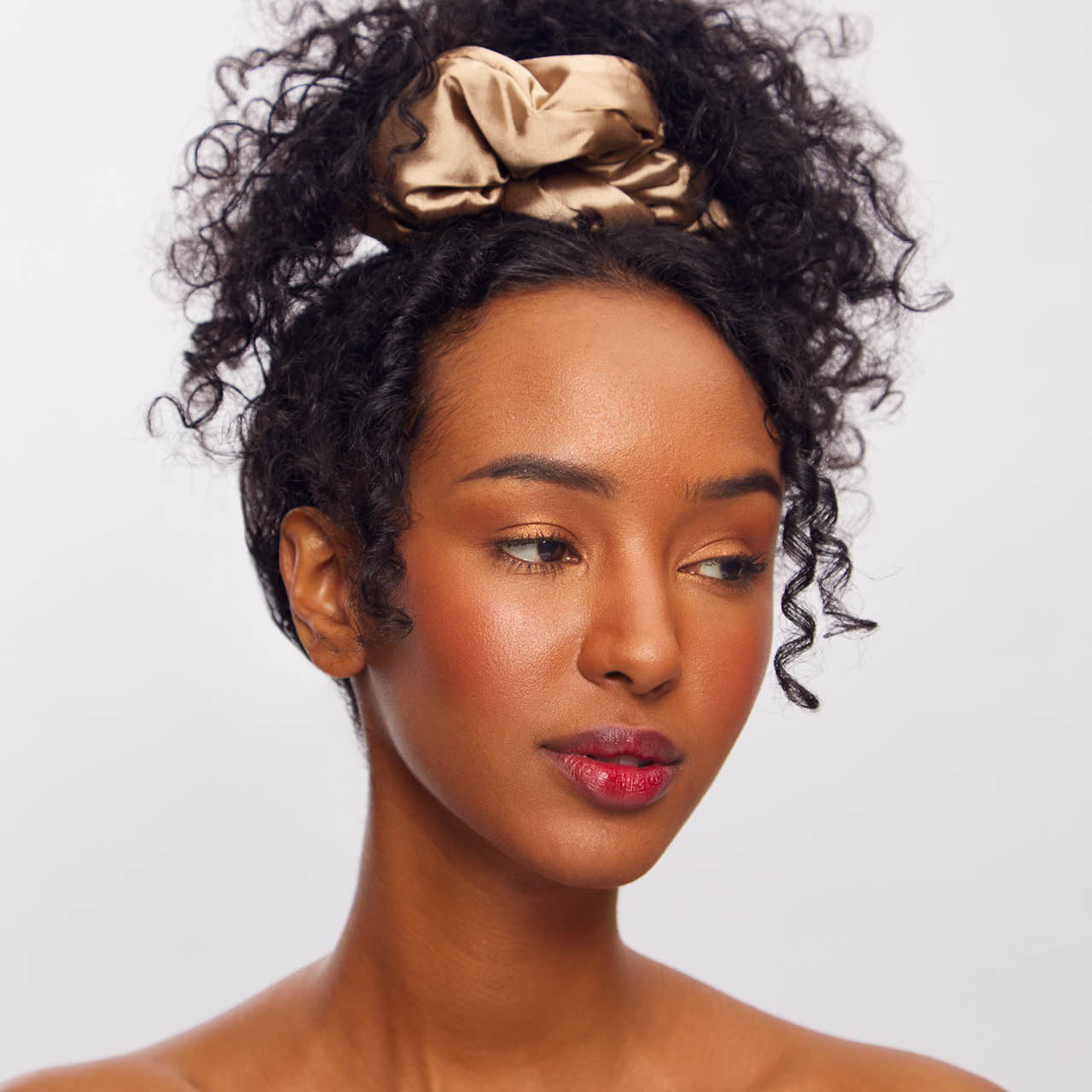 Charcoal & Gold Satin Pillow Scrunchies - Image 4
