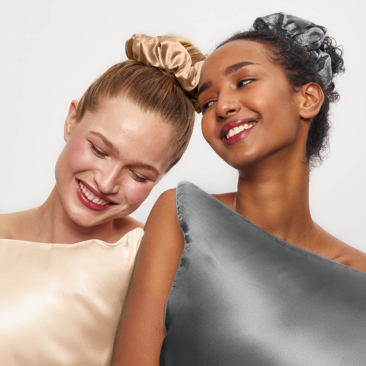 Charcoal & Gold Satin Pillow Scrunchies - Image 5