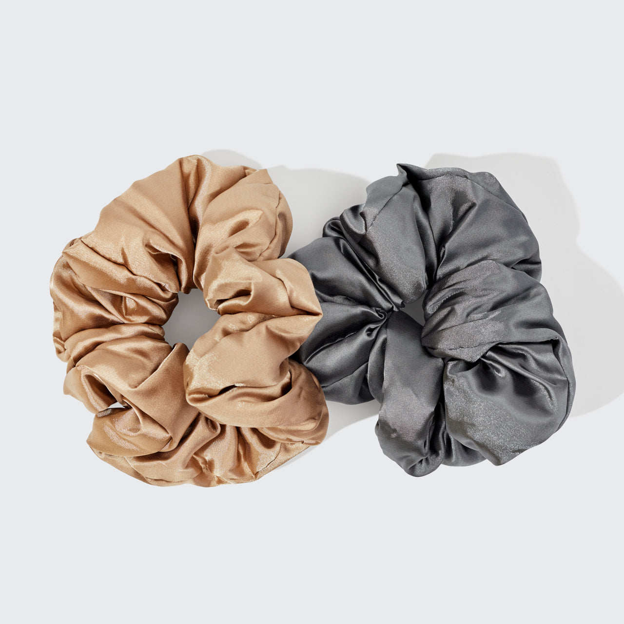 Charcoal & Gold Satin Pillow Scrunchies - Image 2