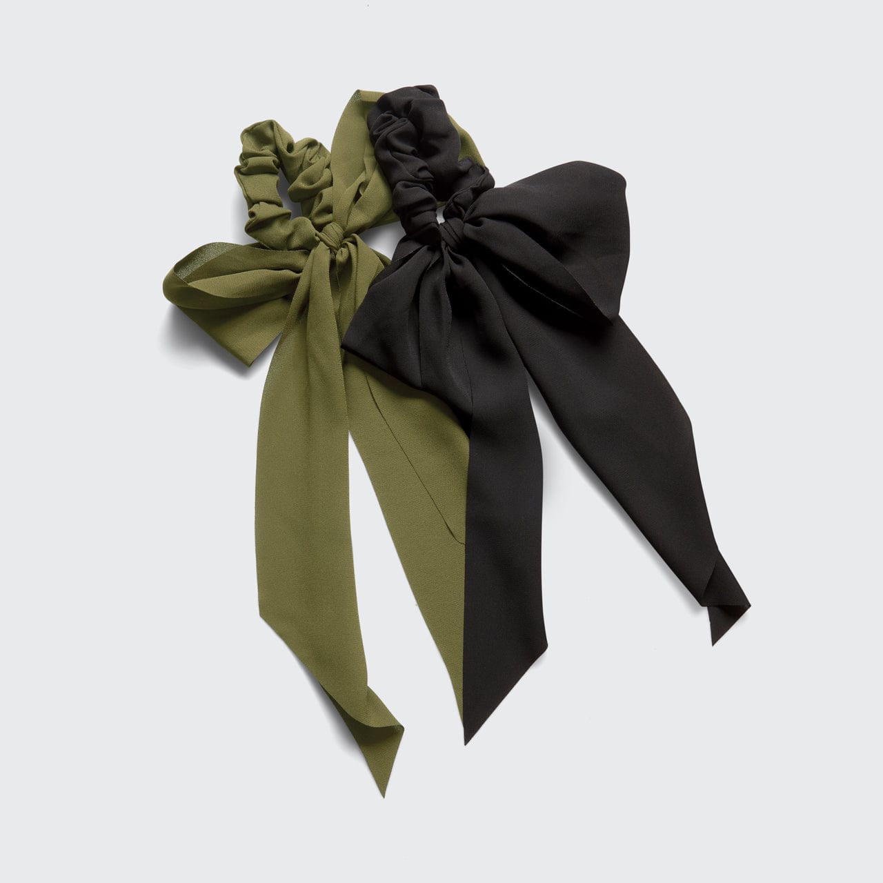 Crepe Scarf Scrunchies in Moss - Image 3
