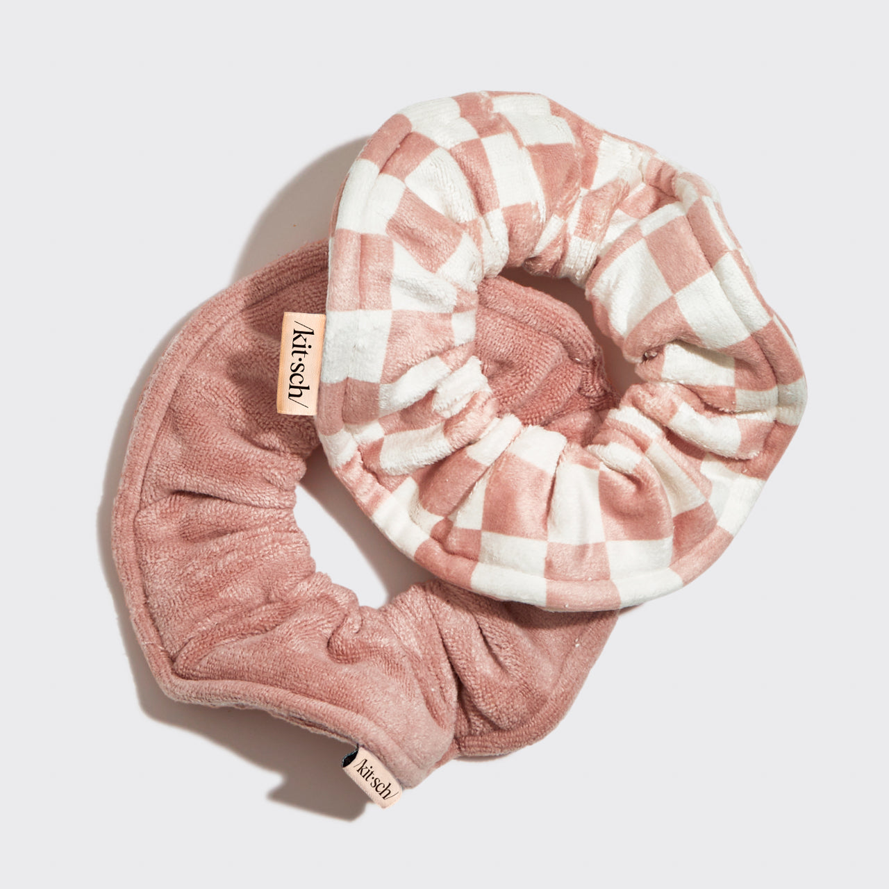 Terracotta Checker Microfiber Towel Scrunchies 2pc Set - Image 5