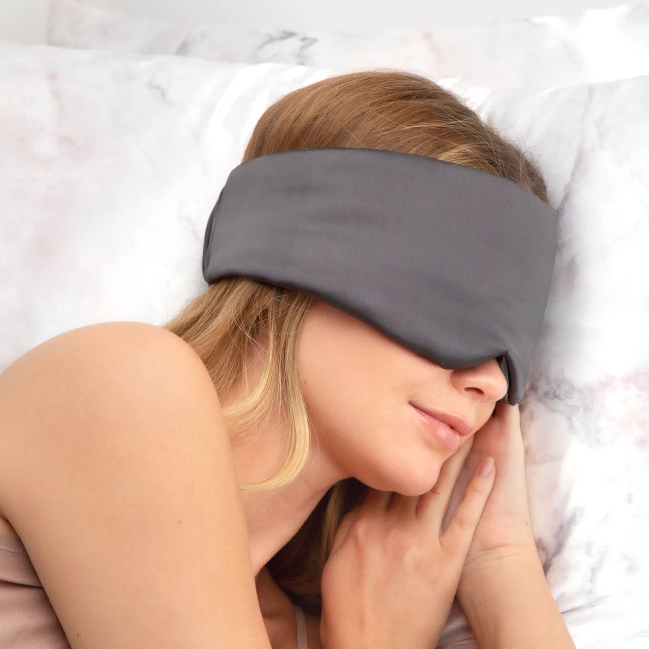 Charcoal Satin Pillow Eye Mask - Image 3