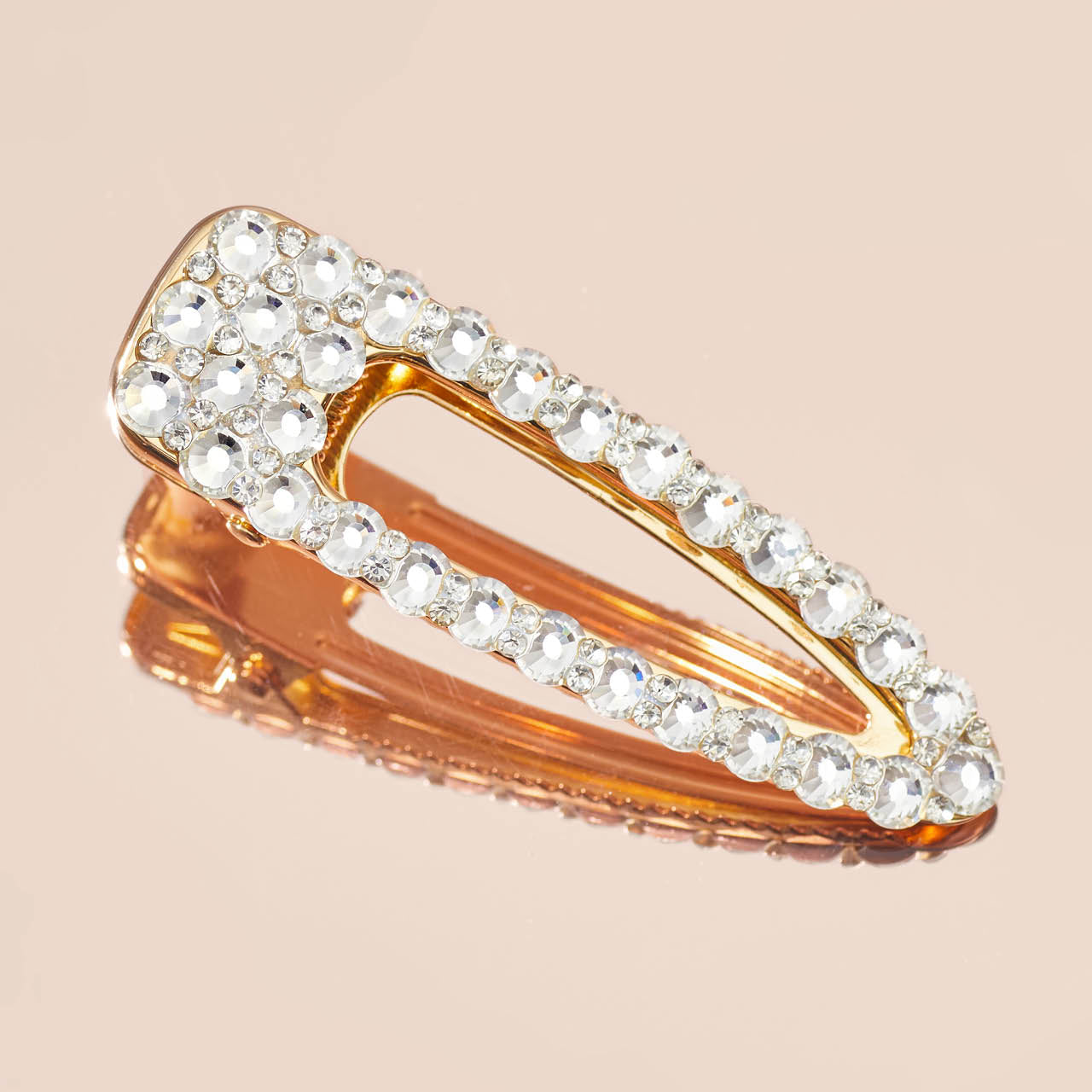 Metal Rhinestone Large Open Shape Hair Clip - Gold - Image 5