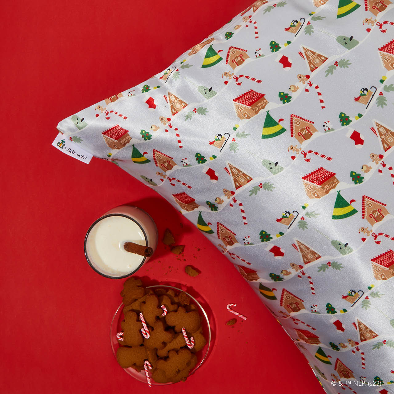 Kitsch x elf Satin Pillowcase in Periwinkle Christmas - King - Image 3