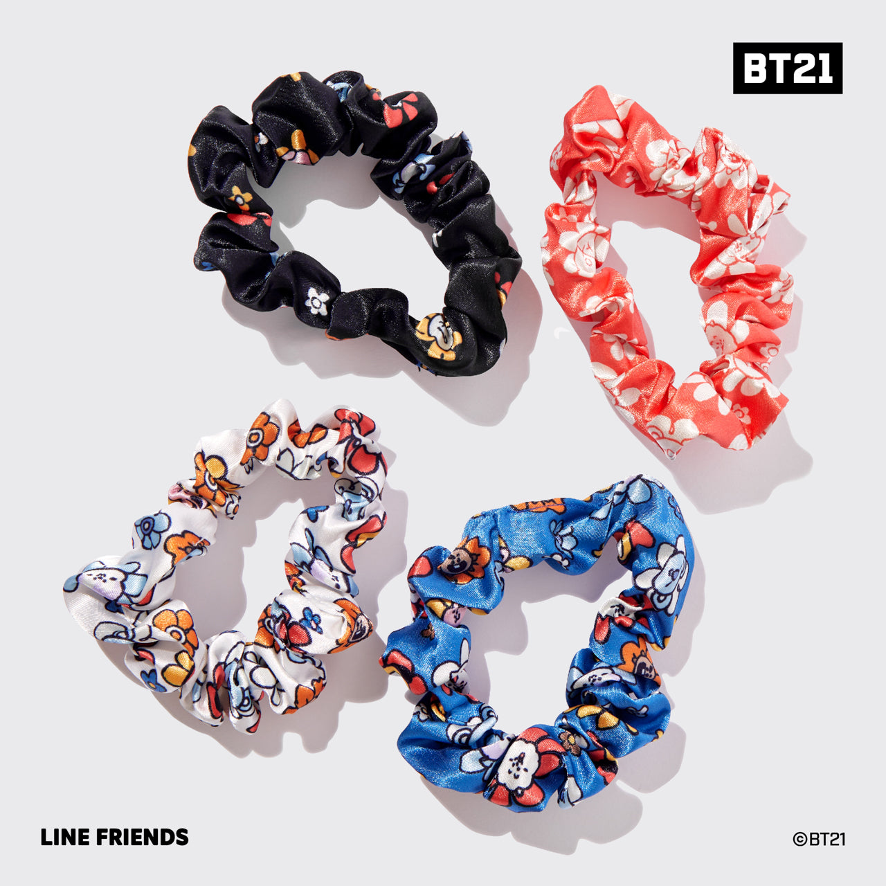 Kitsch x BT21 Satin Sleep Scrunchies 4pc Set - Image 2