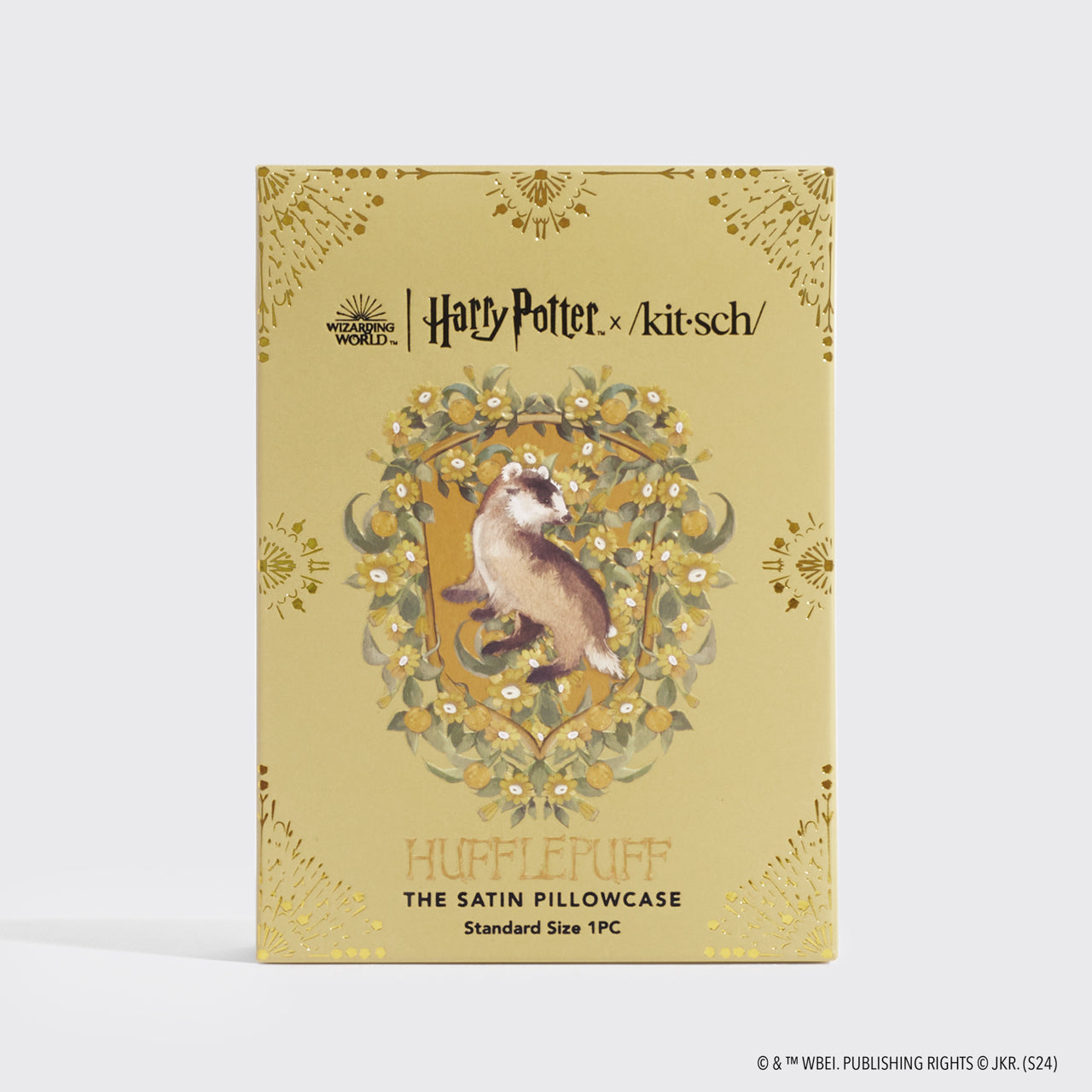 Kitsch x Harry Potter Satin Pillowcase in Hufflepuff 2 Pack - Image 3