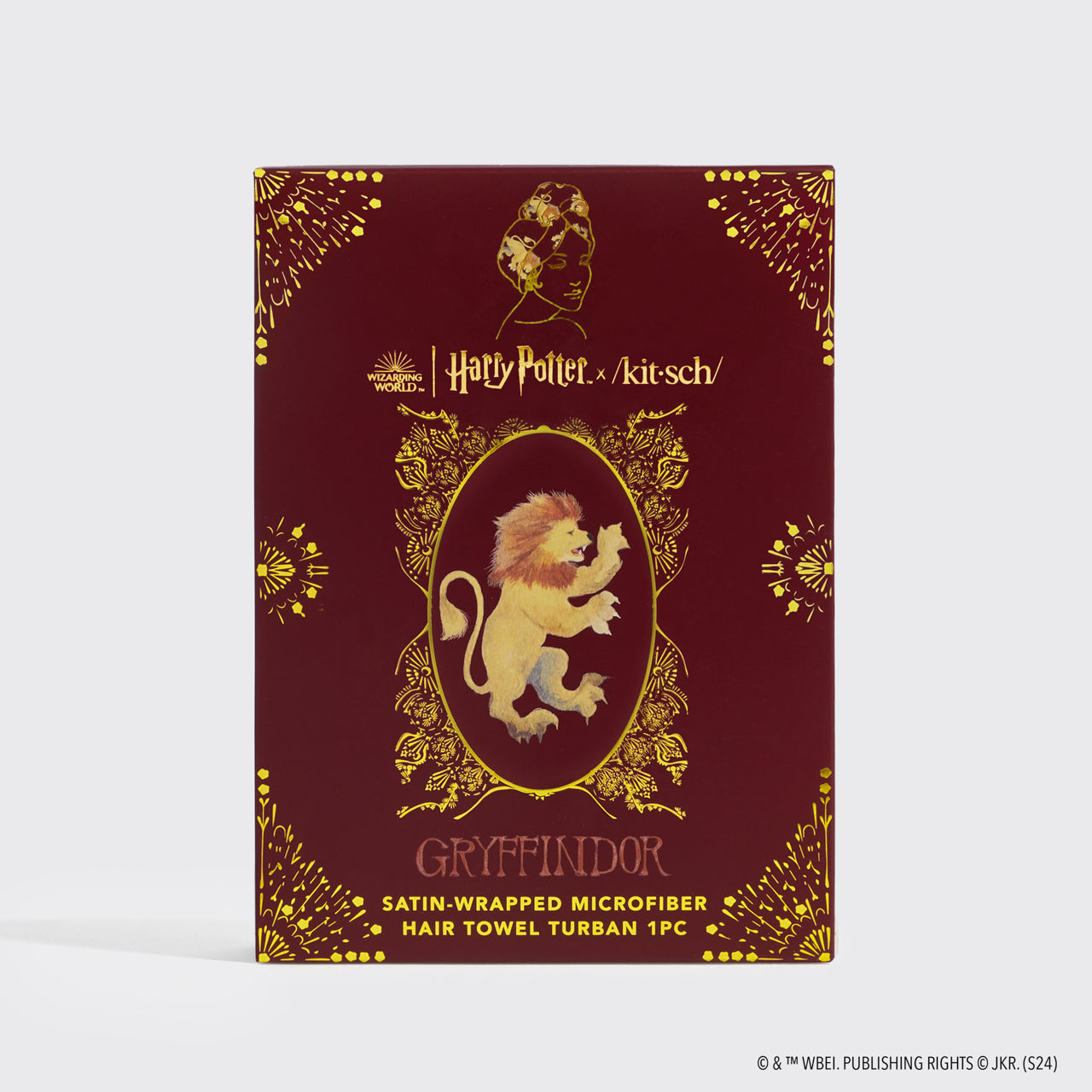 Kitsch x Harry Potter Satin Wrapped Hair Towel in Gryffindor - Image 4