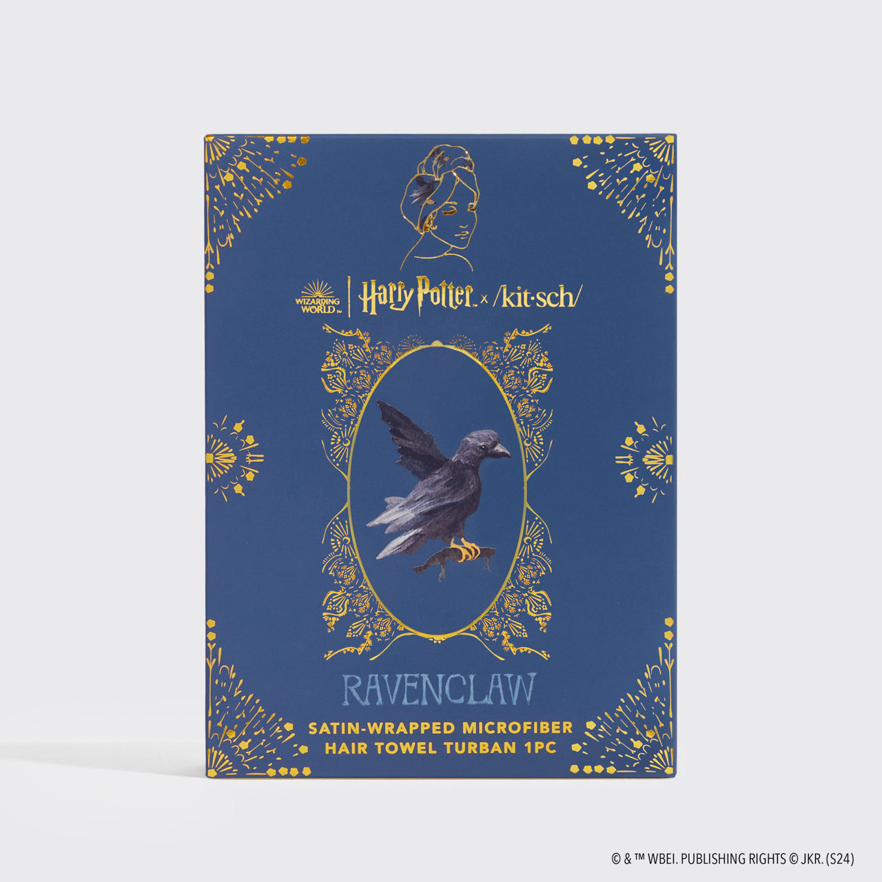 Kitsch x Harry Potter Satin Wrapped Hair Towel in Ravenclaw - Image 4