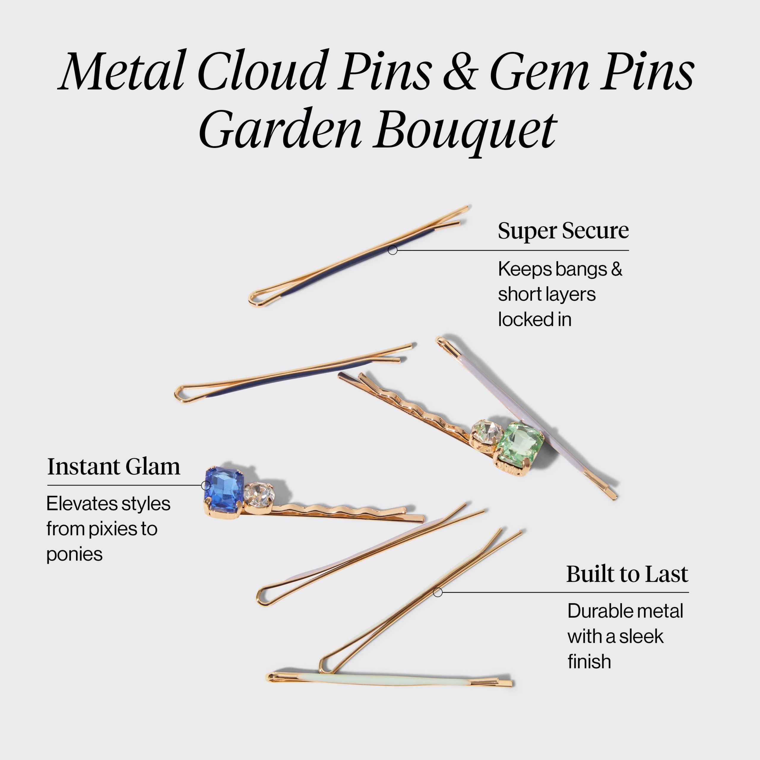 Garden Bouquet Cloud & Gem Bobby Pins 8pc Set - Image 2