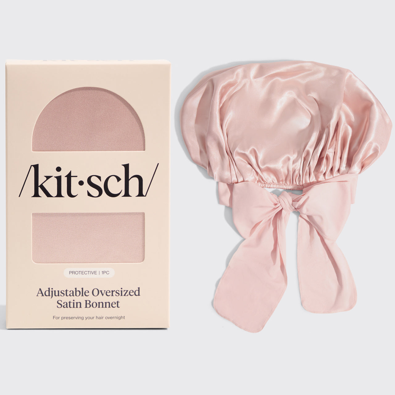 Satin Lined Flexi Shower Cap + Blush Oversized Satin Bonnet Bundle - Image 3