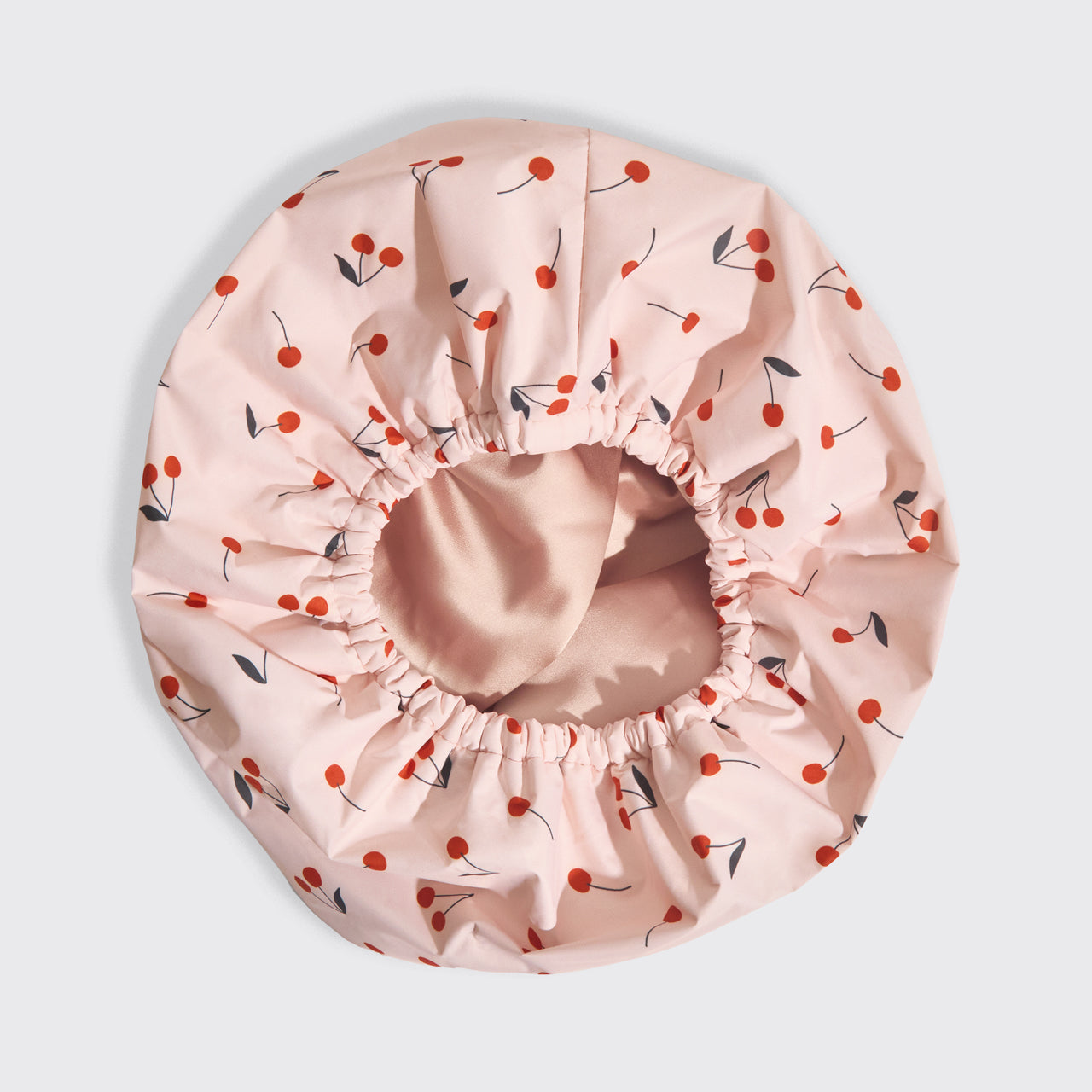 Cherry Print Satin Shower Cap - Image 3