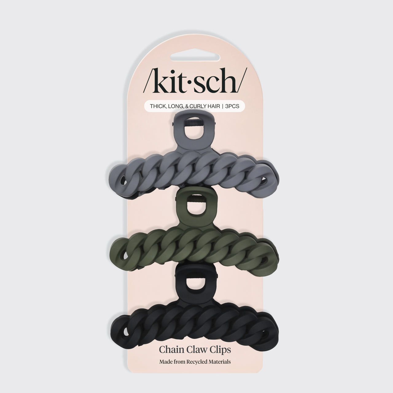 Black & Moss Chain Claw Clips 3pc Set - Image 4