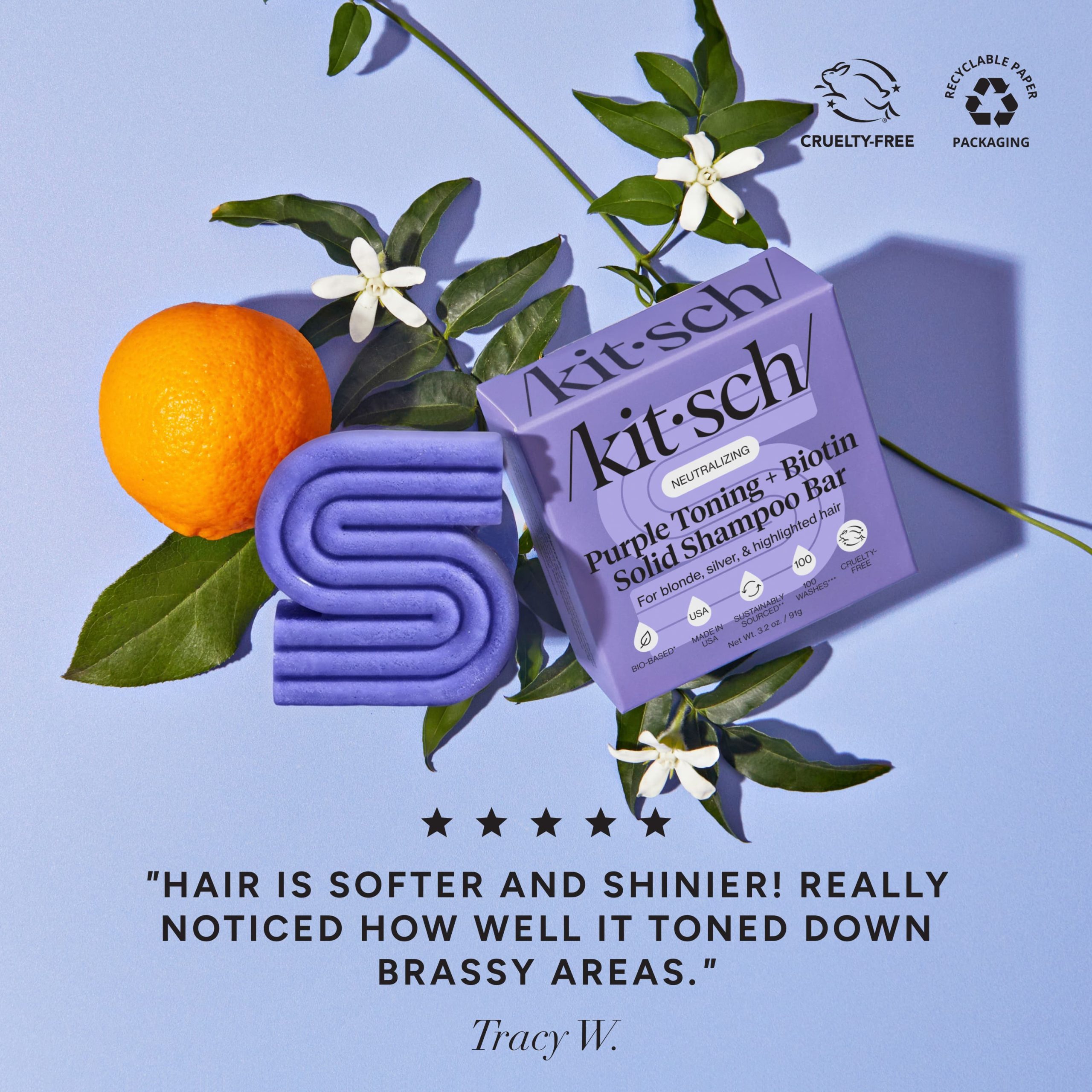 Purple Toning Shampoo & Conditioner Bar Combo for Color-Treated & Grey Hair - Image 4