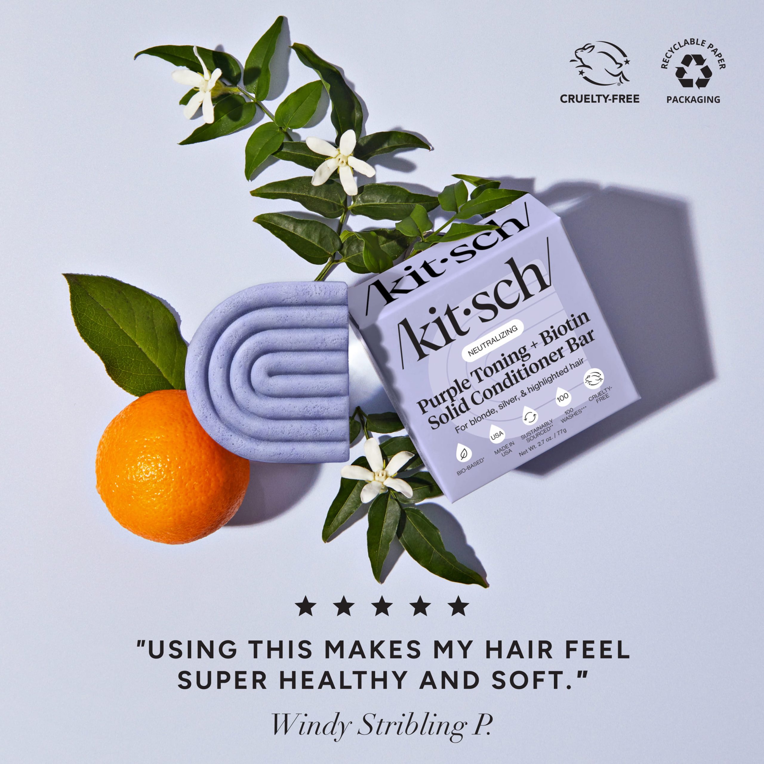 Purple Toning Shampoo & Conditioner Bar Combo for Color-Treated & Grey Hair - Image 2