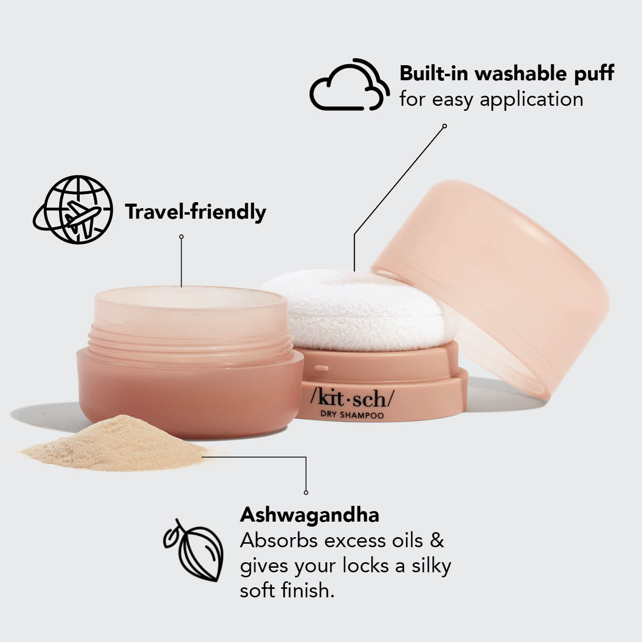 Light Volumizing Rice Protein Dry Shampoo with Puff - Image 3